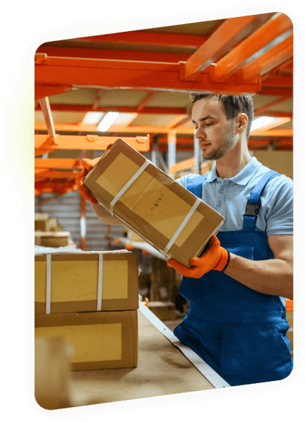warehouser stacking boxes