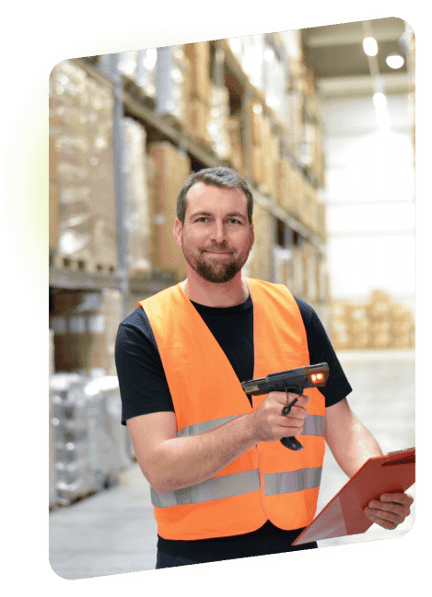 warehouse worker scanning boxes